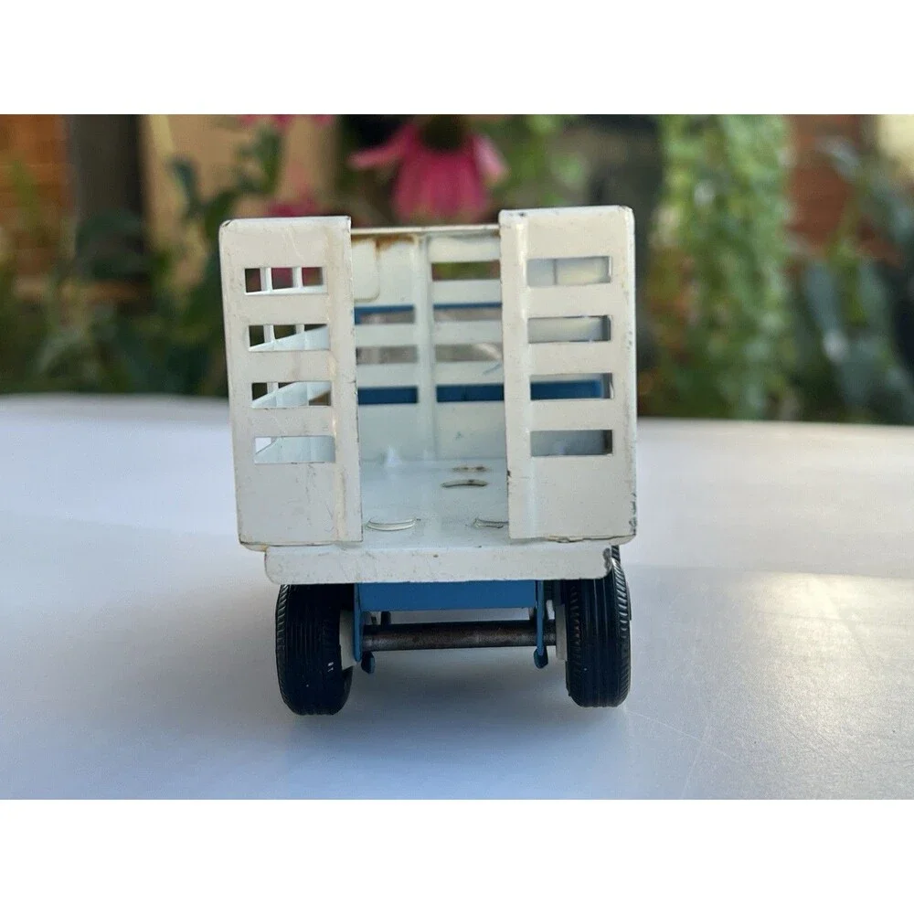 1968 Vintage Mini Tonka Farm Livestock Stake Truck Blue White Dump Bed 5” Toy